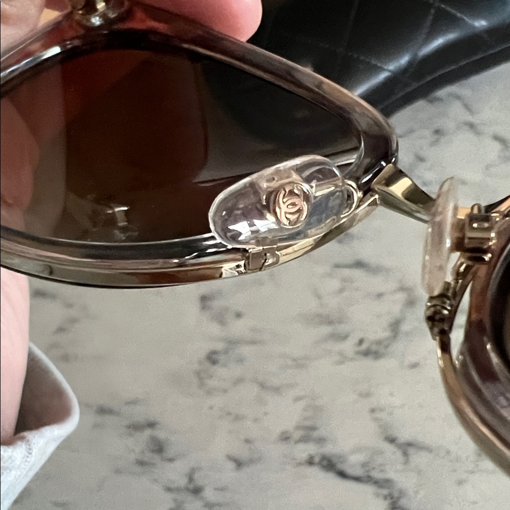 Chanel Gold and Black Sunglasses - Picture 5 of 6